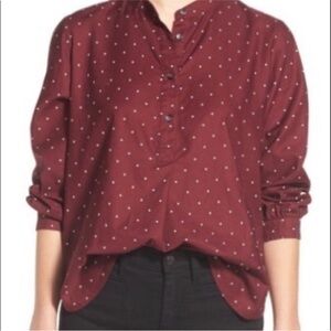 Madewell Polka Dot Popover, Dark Cabernet, XS